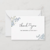 水エレガント色ブルーフローラベビーシャワー ノートカード (正面)