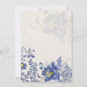 水エレガント色ブルーフローラボタニッ結婚クス セーブザデート (裏面)