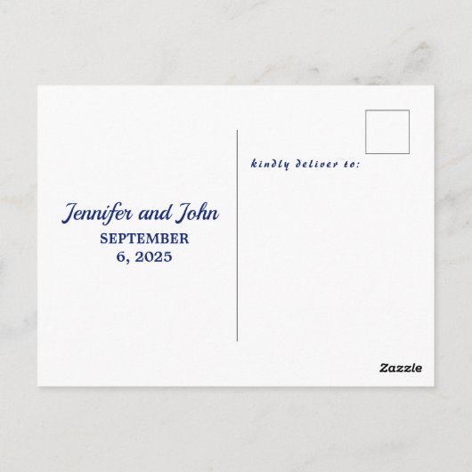 水エレガント色ブルーフローラボタニッ結婚クス ポストカード (裏面)