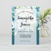 水エレガント色ブルーフローラ結婚s 招待状 (スタンド正面)
