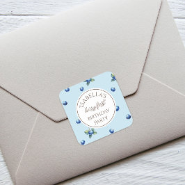 水エレガント色ブルーベリーの最初の誕生日パーティー スクエアシール