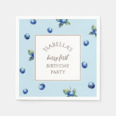 水エレガント色ブルーベリーの最初の誕生日パーティー スタンダードカクテルナプキン (正面)