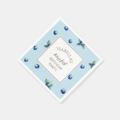 水エレガント色ブルーベリーの最初の誕生日パーティー スタンダードカクテルナプキン (角)