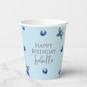 水エレガント色ブルーベリーの最初の誕生日パーティー 紙コップ (裏面)
