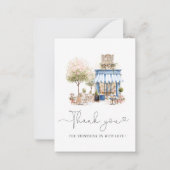 水エレガント色ブルーボンジョアbebeベビーシャワー ノートカード (正面)