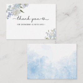 水エレガント色ブルーワイルドフラワーベビーシャワー ノートカード