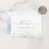 水エレガント色ブルーワイルドフラワーベビーシャワー ノートカード (正面/裏面インサイチュ)