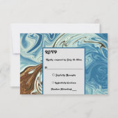 水エレガント色ブルー抽象芸術芸術的結婚ズ 出欠カード (正面)