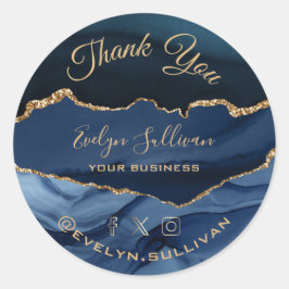 水エレガント色ブルー瑪瑙ありがとう ラウンドシール