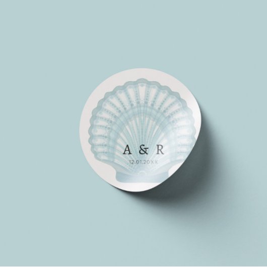 水エレガント色ブルー結婚シェル ラウンドシール