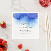 水エレガント色ブルー航海のビーチ結婚式 スタンダードカクテルナプキン (インサイチュ)