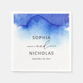 水エレガント色ブルー航海のビーチ結婚式 スタンダードカクテルナプキン (正面)