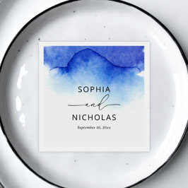 水エレガント色ブルー航海のビーチ結婚式 スタンダードカクテルナプキン