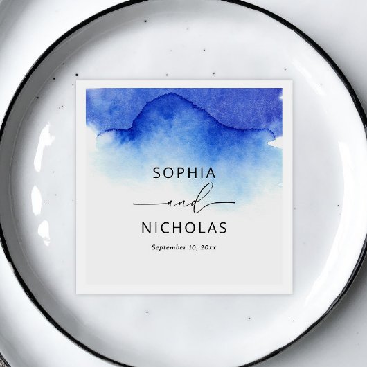 水エレガント色ブルー航海のビーチ結婚式 スタンダードカクテルナプキン