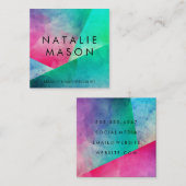 水エレガント色ブロック スクエア名刺 (正面/裏面)