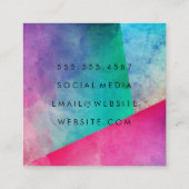 水エレガント色ブロック スクエア名刺 (裏面)