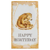 水エレガント色ベアハッピーバースデー スモールペーパーバッグ (裏面)