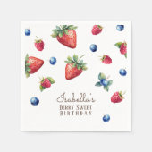 水エレガント色ベビーガールベリーファースト誕生日 スタンダードカクテルナプキン (正面)