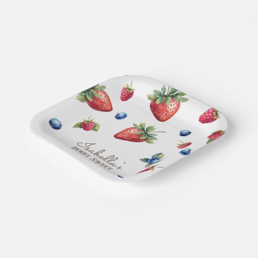 水エレガント色ベビーガールベリーファースト誕生日 ペーパープレート (傾斜あり)