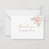 水エレガント色ベビーガール金ゴールドピンクフローラタ ノートカード (正面)