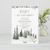 水エレガント色ベビーシャワー外は寒い 招待状 (スタンド正面)