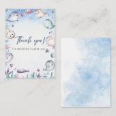 水エレガント色ベビーシールサンキューベビーショウ ノートカード (正面/裏面)