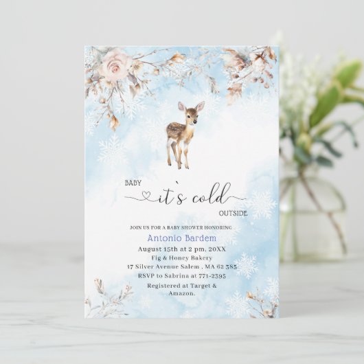 水エレガント色ベビー冷たい外ベビーsh 招待状 (スタンド正面)