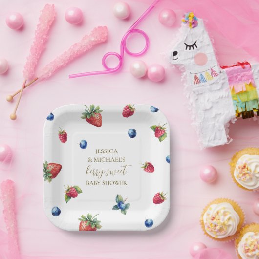 水エレガント色ベリースイートベビーシャワー ペーパープレート (パーティー)