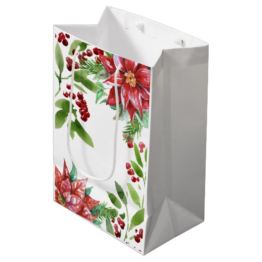 水エレガント色ホリデーフローラ ミディアムペーパーバッグ (正面アングル)