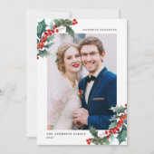 水エレガント色ホリーベリーフレーム写真 シーズンカード (正面)