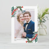 水エレガント色ホリーベリーフレーム写真 シーズンカード (スタンド正面)