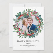 水エレガント色ホリーベリーリース写真 シーズンカード (正面)