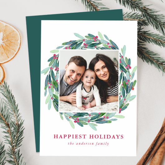 水エレガント色ホリーベリーリース写真 シーズンカード