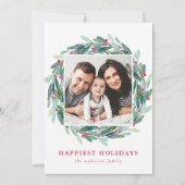 水エレガント色ホリーベリーリース写真 シーズンカード (正面)