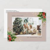 水エレガント色ホリーベリー写真 シーズンポストカード (正面/裏面)