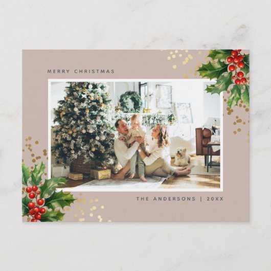 水エレガント色ホリーベリー写真 シーズンポストカード (正面)