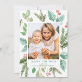 水エレガント色ホリーベリー&グリーンリー写真 シーズンカード (正面)