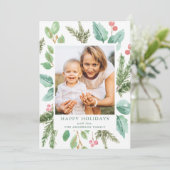 水エレガント色ホリーベリー&グリーンリー写真 シーズンカード (スタンド正面)