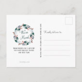 水エレガント色ホリーリースクリスマスムービング 案内ポストカード (裏面)