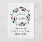 水エレガント色ホリーリースクリスマスムービング 案内ポストカード (正面)