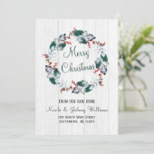 水エレガント色ホリーリースクリスマスムービング 案内状 (スタンド正面)