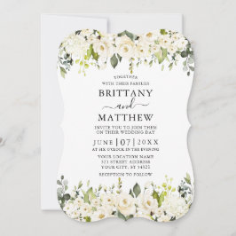 水エレガント色ホワイトフローラセージ緑結婚の 招待状