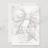 水エレガント色ホワイトボウブライダルシャワー 招待状 (正面)