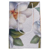 水エレガント色ホワイトマグノリアフラワー抱き枕 ミディアムペーパーバッグ (裏面)