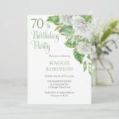 水エレガント色ホワイトローズ70thバースデーパーティー 招待状 (スタンド正面)