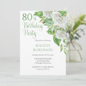 水エレガント色ホワイトローズ80thバースデーパーティー 招待状 (スタンド正面)