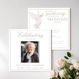 水エレガント色ホワイト鳩お祝いの生活 招待状