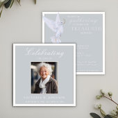 水エレガント色ホワイト鳩お祝いの生活 招待状