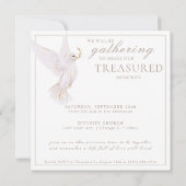 水エレガント色ホワイト鳩お祝いの生活 招待状 (裏面)