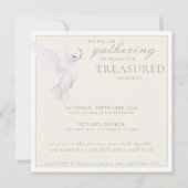 水エレガント色ホワイト鳩お祝いの生活 招待状 (裏面)